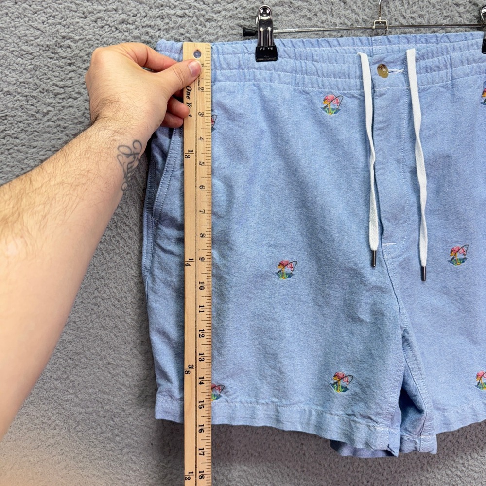 Polo Ralph Lauren Shorts Mens XL Blue Oxford Flamingo Embroidered 5" Preppy - Picture 8 of 11
